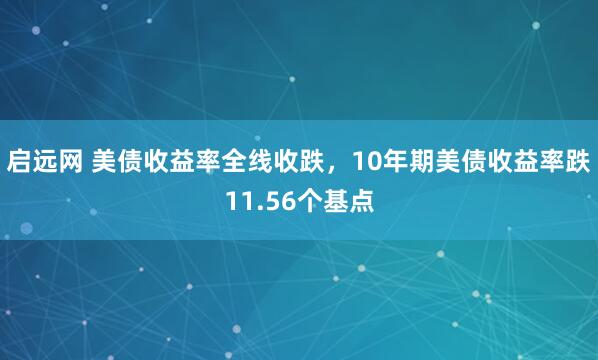 启远网 美债收益率全线收跌，10年期美债收益率跌11.56个基点