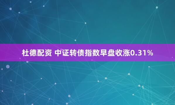 杜德配资 中证转债指数早盘收涨0.31%